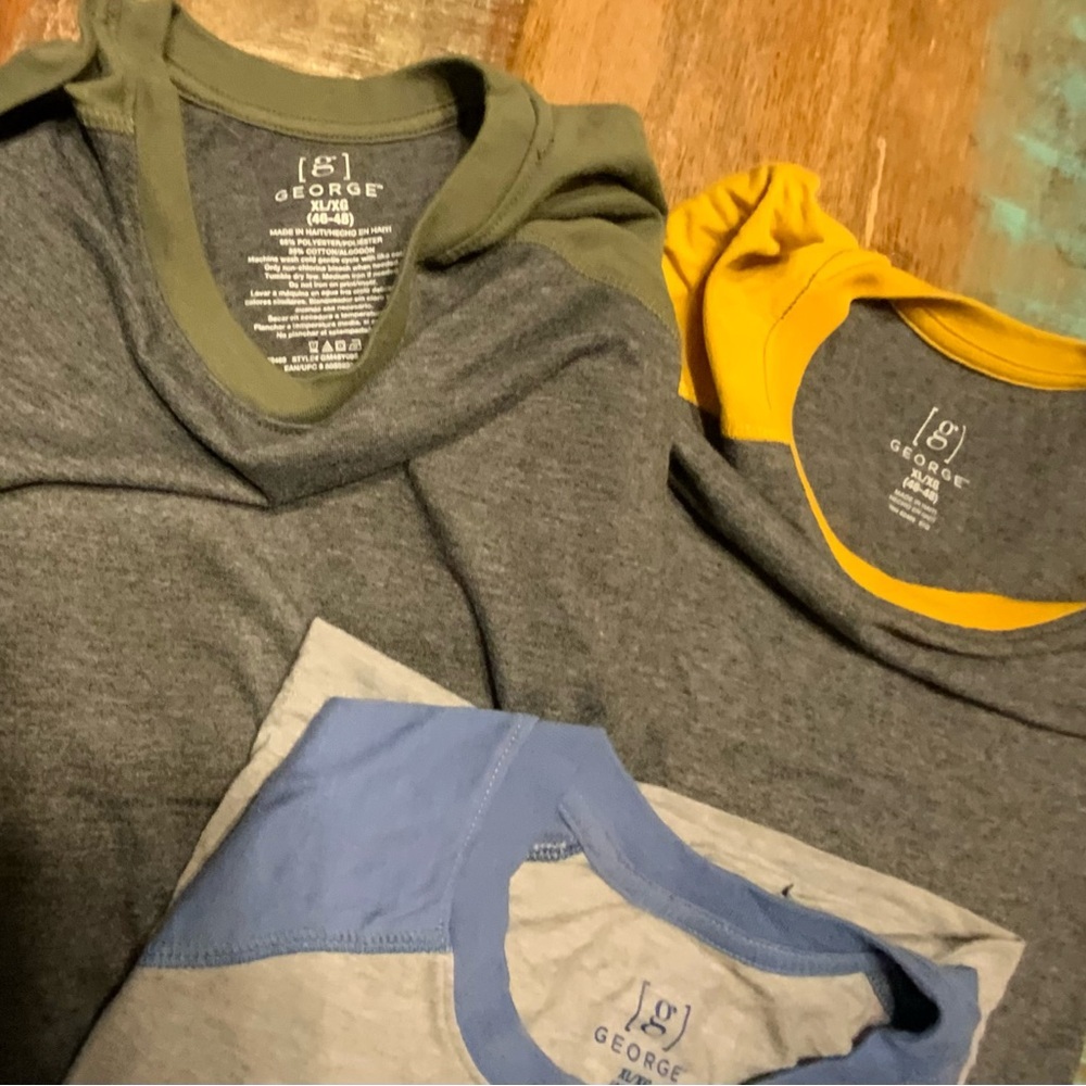 George Men's Long Sleeve Tees in Gray, Blue, and Yellow